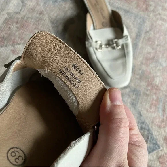 Ivory Leather Mule Loafer Slides Enzo Testoni Size 8 39 Quiet Luxury Preppy - Picture 5 of 13